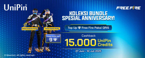 Top Up Free Fire Pakai QRIS, Dapatkan Cashback 15Ribu dan Koleksi Bundle Spesial Anniversary!